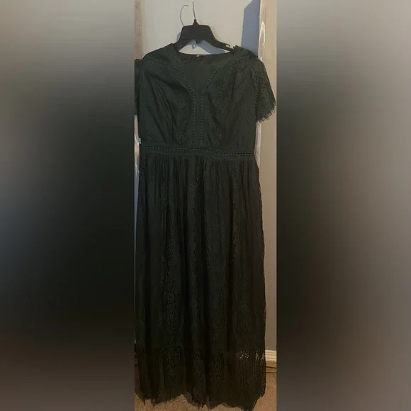 Boho Lace Maxi Dress Green | Color: Green | Size: Xl | Browsmark's Closet